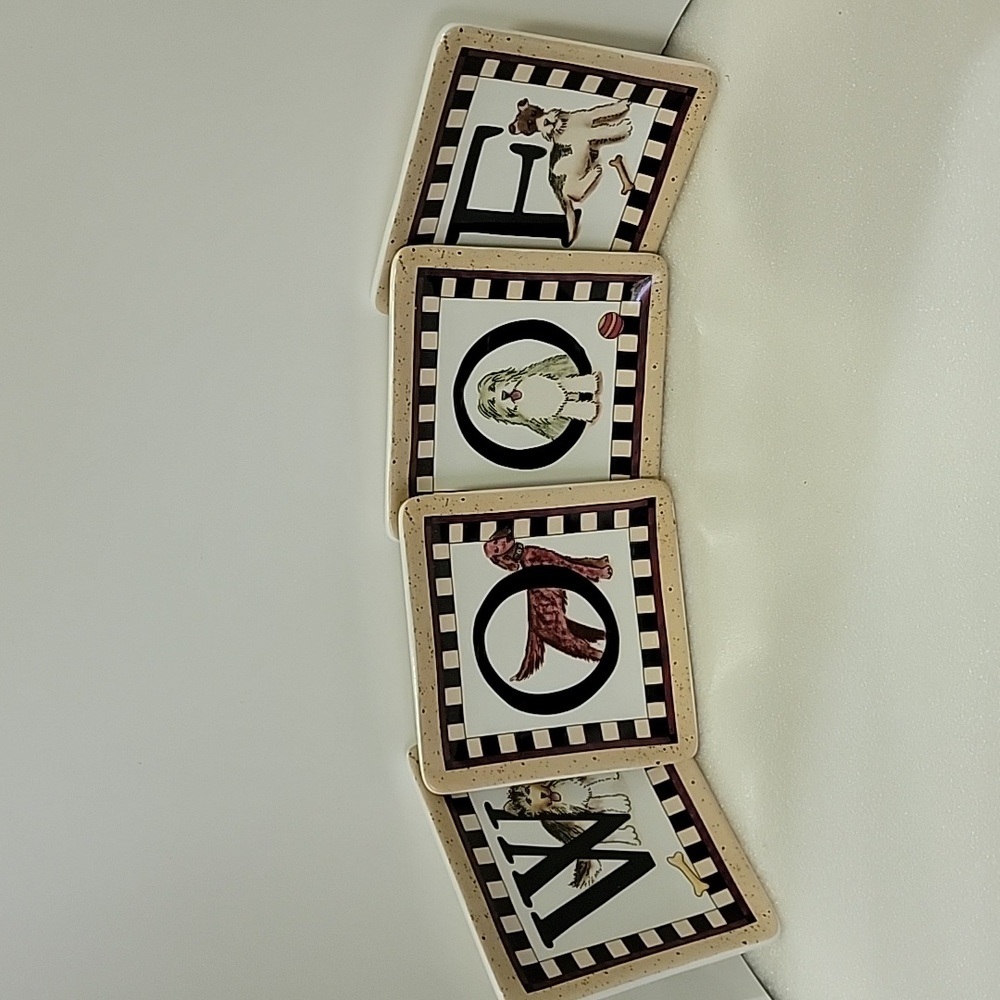 MWW Mini Plates Set Of Four "WOOF"